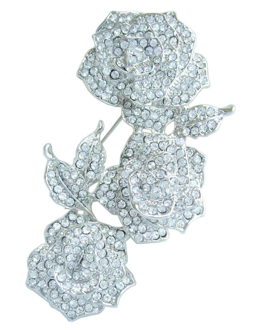 Sindary Wedding 3.35" Rose Flower Brooch Pin Clear Austrian Crystal Pendant UKB3612