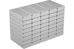 KEUKENKET 40Pcs Small Strong Neodymium Magnets Bar，Rectangular Rare Earth Magnets Heavy Duty，Extra Strong Square Magnets for Refrigerator Crafts Industrial Tool Storage (12x5x2mm)