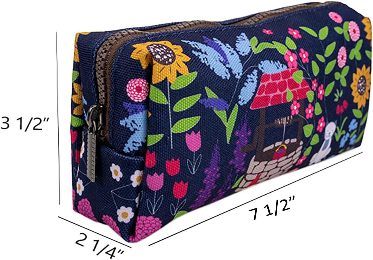 LParkin Cute Garden Gnome Canvas Pencil Case Pen Bag Pouch Gadget Box Stationary Case Makeup Cosmetic Bag - Image 4