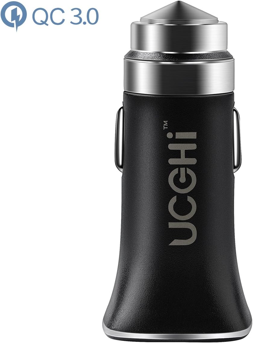 Car Charger Quick Charge 3.0, 24W Window Breaker, Fast Car Charger with Safety Hammer for Anyone Phone Mobile & More(Black)