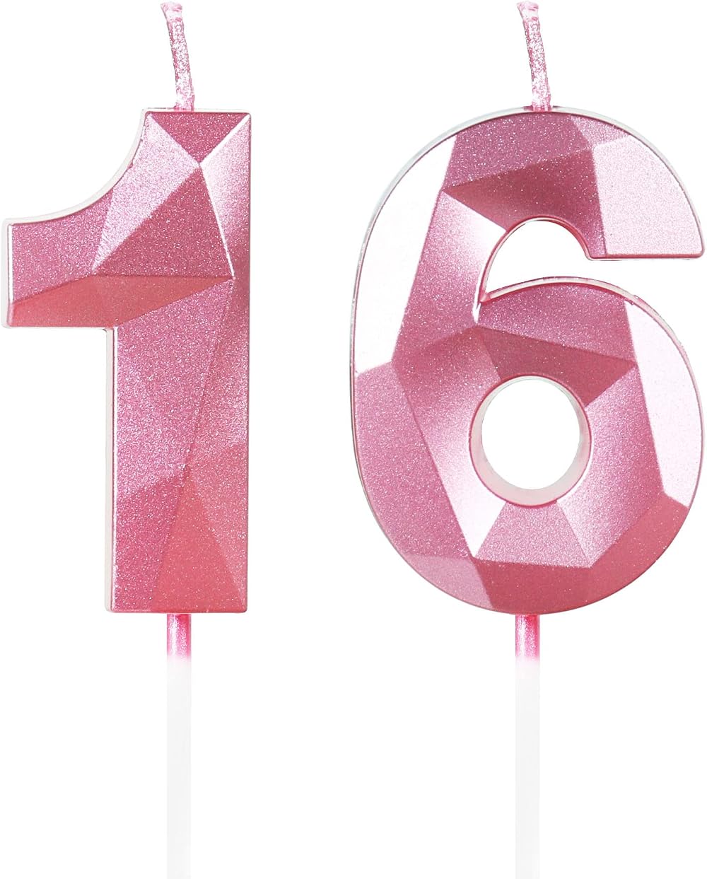 Yiran Pink 16th Birthday Candles 2 Pieces 5 cm 16 Birthday Cake Topper