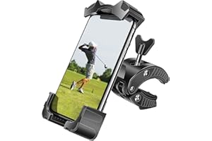 ILVGOLF Universal Phone Holder Golf Cart, Phone Mount for Bike, Bicycle, Push Cart, Boat, Car, Stroller, Motorcycle, Fits Most Mobile Smartphones, Adjustable Handlebar Cell Phone Holder Shockproof