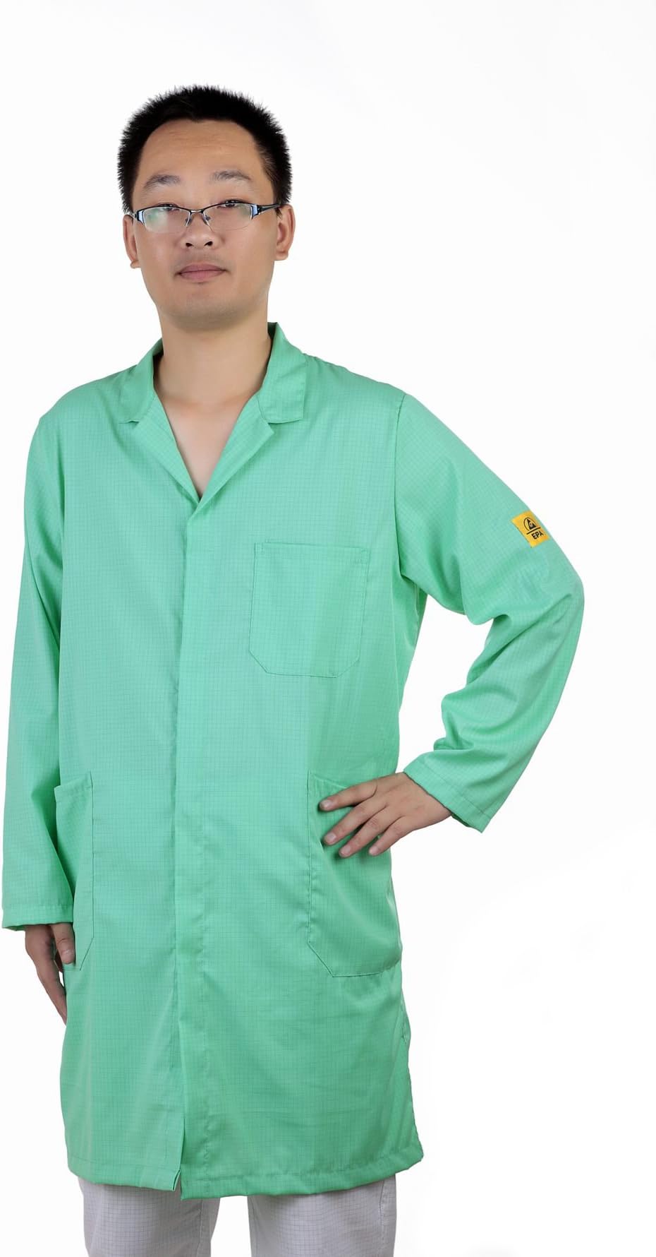 Maxsharer Unisex Standard 3/4 Antistatic Smock With Hidden Snaps Size M Color Green