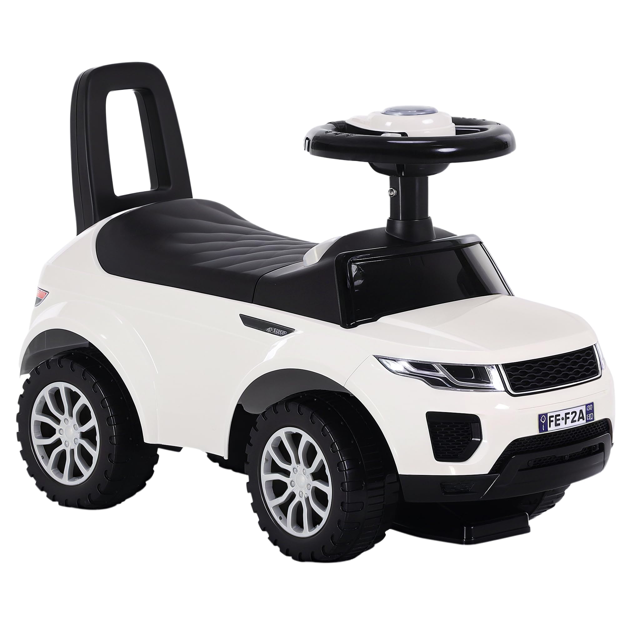 HOMCOM 3-in-1 Ride On Car Foot To Floor Slider Toddler w/Horn Steering Wheel NO POWER Manual Under Seat Storage Safe Design for 1-3 Year Old White