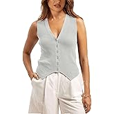 IQSQSQ Sweater Vest Women Casual V Neck Button Down Sleeveless Knit Cardigan Vest Tank Tops Streetwear