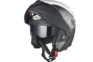 AHR Motorcycle Helmet Dual Visor Modular Flip up Full Face Helmet DOT Approved - AHR Helmet Run-M1 & M3 for Adult Motorbike Street Bike Moped Racing