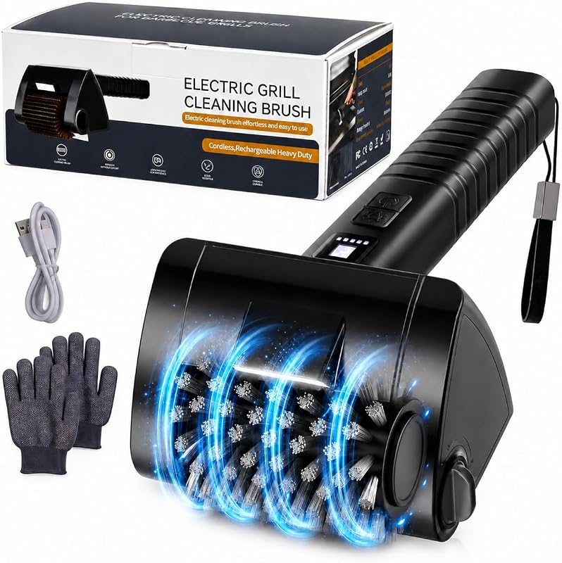 Elektrische Grillbürste Kabellos 4000mAh Akku 304 Edelstahl für Grillrost