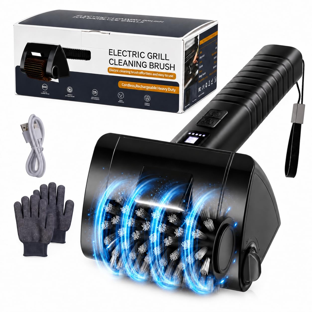 Spazzola Elettrica Barbecue Senza Fili, Pulizia BBQ con Acciaio Inox 304