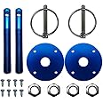 MotorNets Aluminum Universal Hood pin set kit Chrome Hardware Flip Over Chevy Ford Mopar GM Hot Rod Street Rod Drag racing Race Muscle Car 1/2" (Blue)