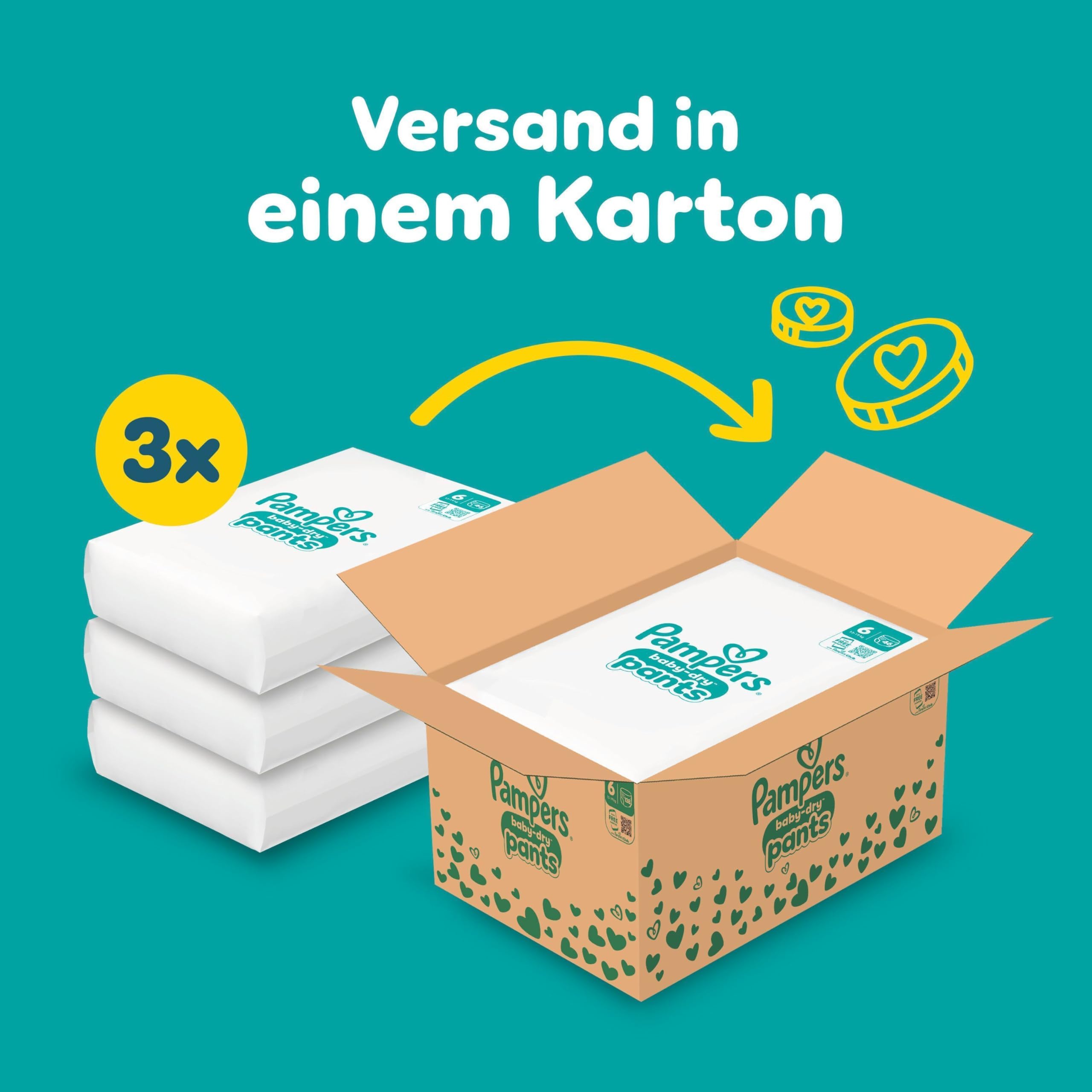 Pampers Baby-Dry Pants Größe 6, 138 Windeln, 13kg-19kg, 360° Passform hilft, Auslaufen zu verhindern 2