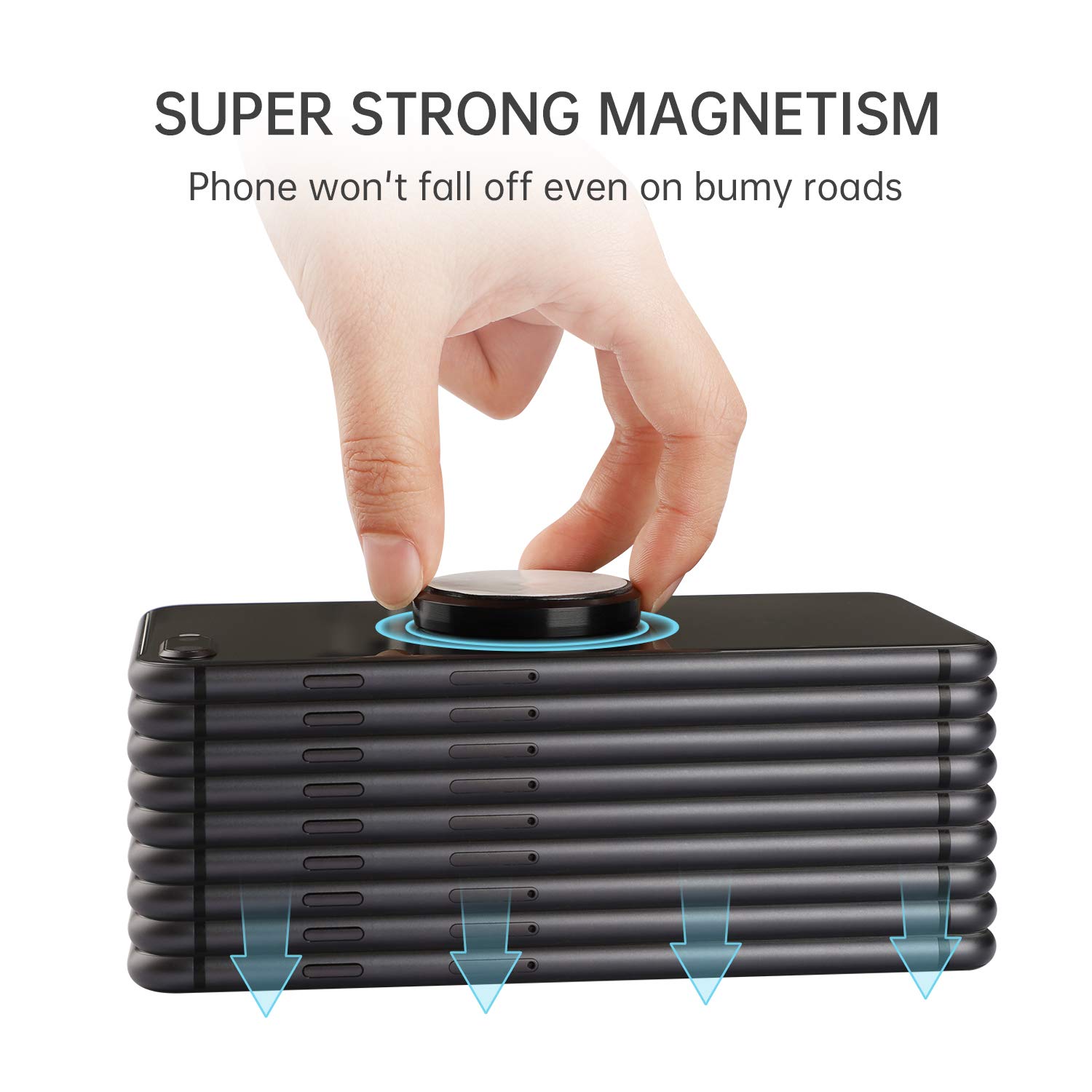 MENNYO Magnetic Phone Holder, 2 Pack Car Magnet Mount with Metal Plate Stick on Dashboard | Wall Magnet Sticker for iPhone 11/X/Xs/Xs Max/8 Samsung Galaxy S10/S9/S8/Note Huawei & Other Mobile Phones