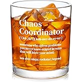 Futtumy Chaos Coordinator Whiskey Glass for Men Women Him Dad Coworker Manager Teacher Boss Office, Funny Coworker Gifts Thank You Chaos Coordinator Gifts Fathers Day Birthday Christmas Presents, 10oz