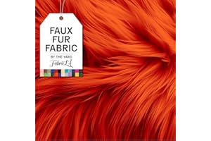 FABRICLA Faux Fur Fabric by The Yard - Artificial Craft Fur - 72" X 60" Inch Wide - Fur Fabric for Craft Supply, DIY Furry Plush Projects, Sewing, Material, Decoration, Upholstery, Orange, 2 Yard