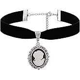 Sacina Gothic Black Cameo Victorian Choker, Gothic Vintage Necklace, Goth Jewelry, Christmas Jewelry Gift for WomenBlack Choker