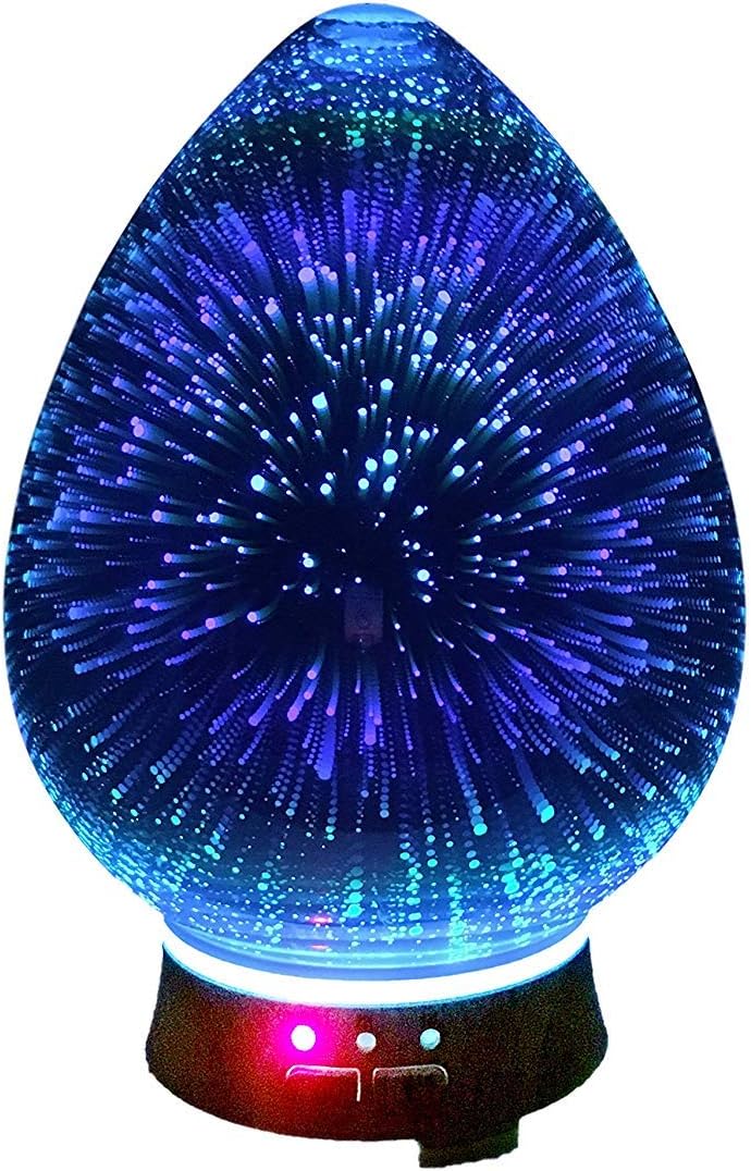 426niki1 Starburst Diffusers for Essential Oils, 100ml Humidifier Essential Oil Diffuser, Waterless Auto Shut Off Oil Diffuser Essential Oils Vaporizer, Cool Mist Humidifiers for Bedroom, LED 3D Ultrasonic (Blue)