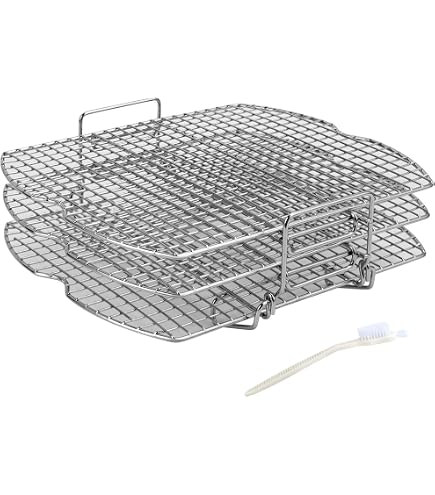 3 Grilles Déshydrateur Pour Airfryer - Support Empilable Inox Pour Fruits Et Viande - Compatible Avec La Plupart Des Friteuses à Air