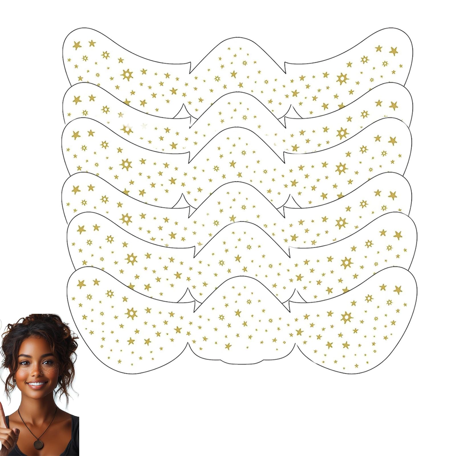 6PCS Glitter Freckles Tattoo, Sparkle Temporary Face Tattoo Stickers, Waterproof Makeup Stickers for Music Festivals Masquerade Party Decoration