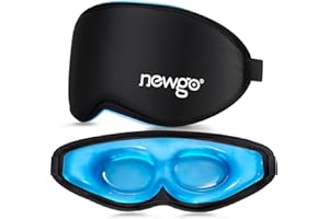 NEWGO Cooling Gel Eye Mask 3D Soft Cold Eye Mask, Eye Ice Pack with Zero Eye Pressure Hot Cold Therapy Blackout Sleep Mask for Puffiness, Dark Circles, Dry Eyes, Headaches and Stress Relief