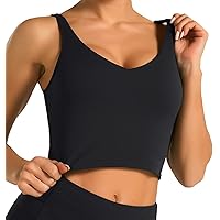 Women’s Longline Sports Bra Wirefree Padded Medium Support Yoga Bras Gym Running Workout Tank Tops