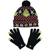 The Grinch Dr. Seuss Adult Knit Beanie Hat and Texting Glove Set