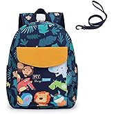 willikiva Cute Zoo Little 2d Backpack Kid Backpacks for Girls and Boys Toddler Backpack Waterproof Preschool Safety Harness Leash(Zoo)