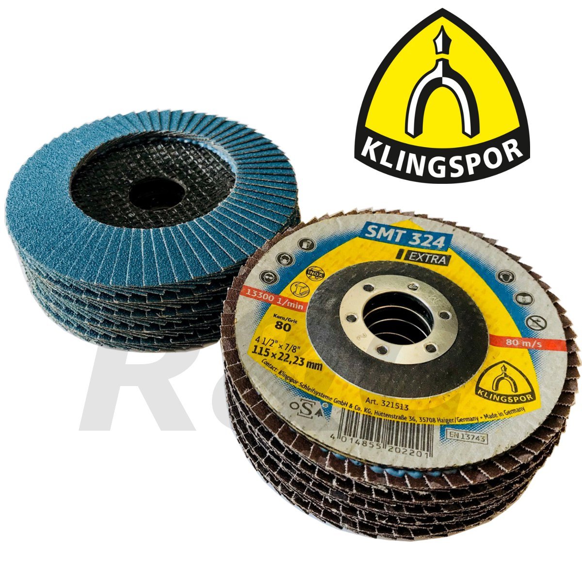 (PACK OF 10) Klingspor SMT 324 115mm Zirconium Sanding Flap Discs 80