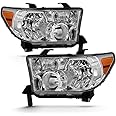 ACANII - For 2007-2013 Toyota Tundra 2008-2017 Sequoia Chrome Housing OE Style Headlights Headlamps Assembly Left+Right