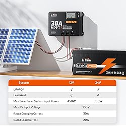LiTime 30 Amp MPPT 12V/24V/Auto DC Input Solar