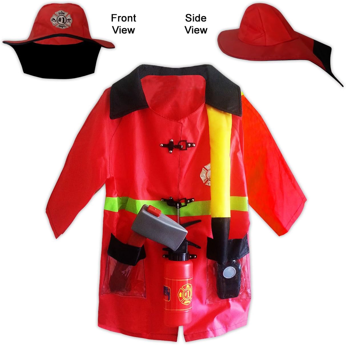 WooHoo Toys Child Fireman/Fire Fighter Costume For Boys/Kids For Pretend Role Play/Halloween