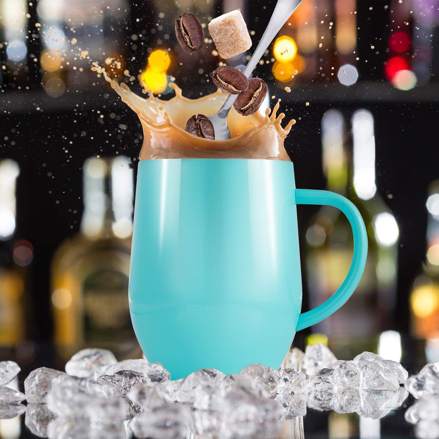 Insulated Wine Tumbler with Lid and Handle, Stainless Steel Insulated Stemless Glass Cup for Wine Water Coffee Drinks Champagne Cocktail at Home Party or Office, BPA Free