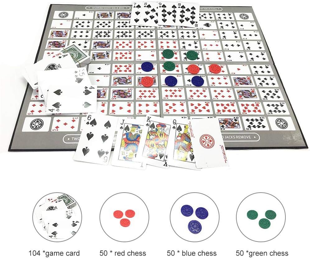 Sequence Game Table Game Pattern English and Arabic Sequence Board Game Chess, Embossed Pattern Chess for 2 People - 12 People