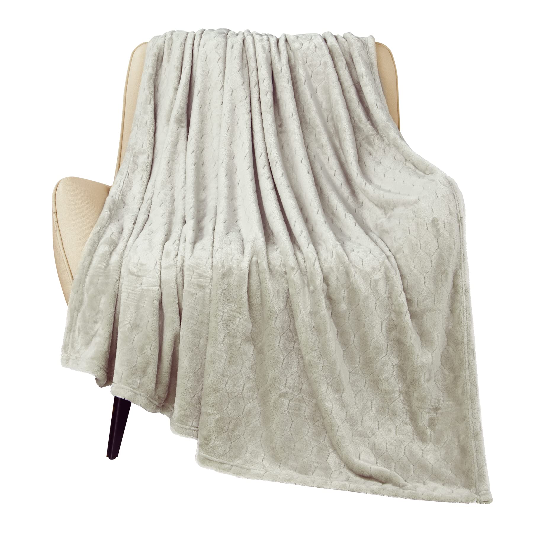 TOONOW Fleece Blanket Super Soft Cozy Throw Blanket 50" x 60", Lightweight Fuzzy Comfy Textured Flannel Blanket Warm Plush Throw Blankets for Couch, Sofa, Bed, Pumice Stone
