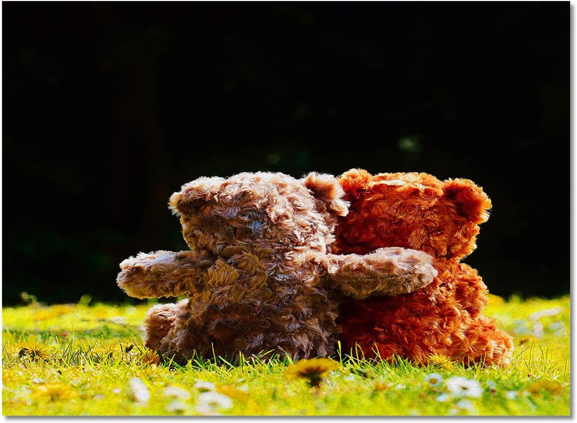 OUR WINGS Area Rugs,Non-Skid,Soft Rug Indoor Rugs for Kids Room Living Room-Teddy Bear's Romantic Grass Love Valentine's Day (2' x 3')