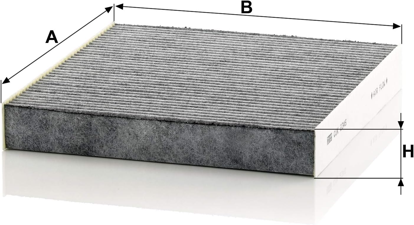 MANN-FILTER CUK 2345 Cabin Air Filter - Pollen Filter with Activated Carbon - for Cars + Transporters, White, 22.1 x 20.1 x 3 cm - Image 3