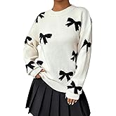 Milumia Women's Y2K Bow Sweater Long Sleeve Crew Neck Knit Pullover Top