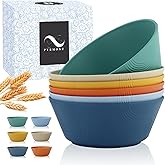 Wheat Straw Bowls Set of 6 - 36oz Textured Design Soup & Salad Bowls - Microwave & Dishwasher Safe - Alternative to Plastic