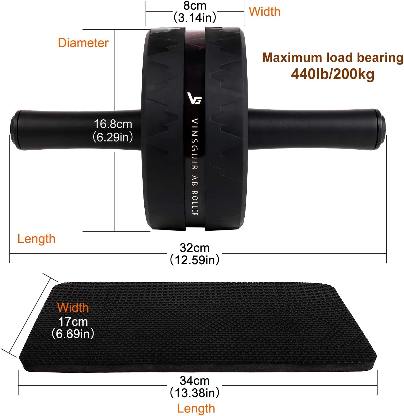 Vinsguir Ab Roller for Abs Workout, Ab Roller Wheel Exercise Equipment for Core Workout, Ab Wheel Roller for Home Gym, Ab Workout Equipment for Abdominal Exercise (Black&Red) : Sports & Outdoors