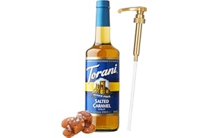 Torani Sugar Free Salted Caramel Syrup for Coffee 25.4 Ounces Coffee Syrups and Flavors with Jimoco Pump Syrup Dispenser