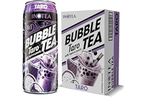 Bubble Tea Inotea Brown Sugar Bubble Tea Drink. Ready to Drink in a Can. Black Milk Tea with Boba 16.6 oz Can(Pack of 24) (Taro)