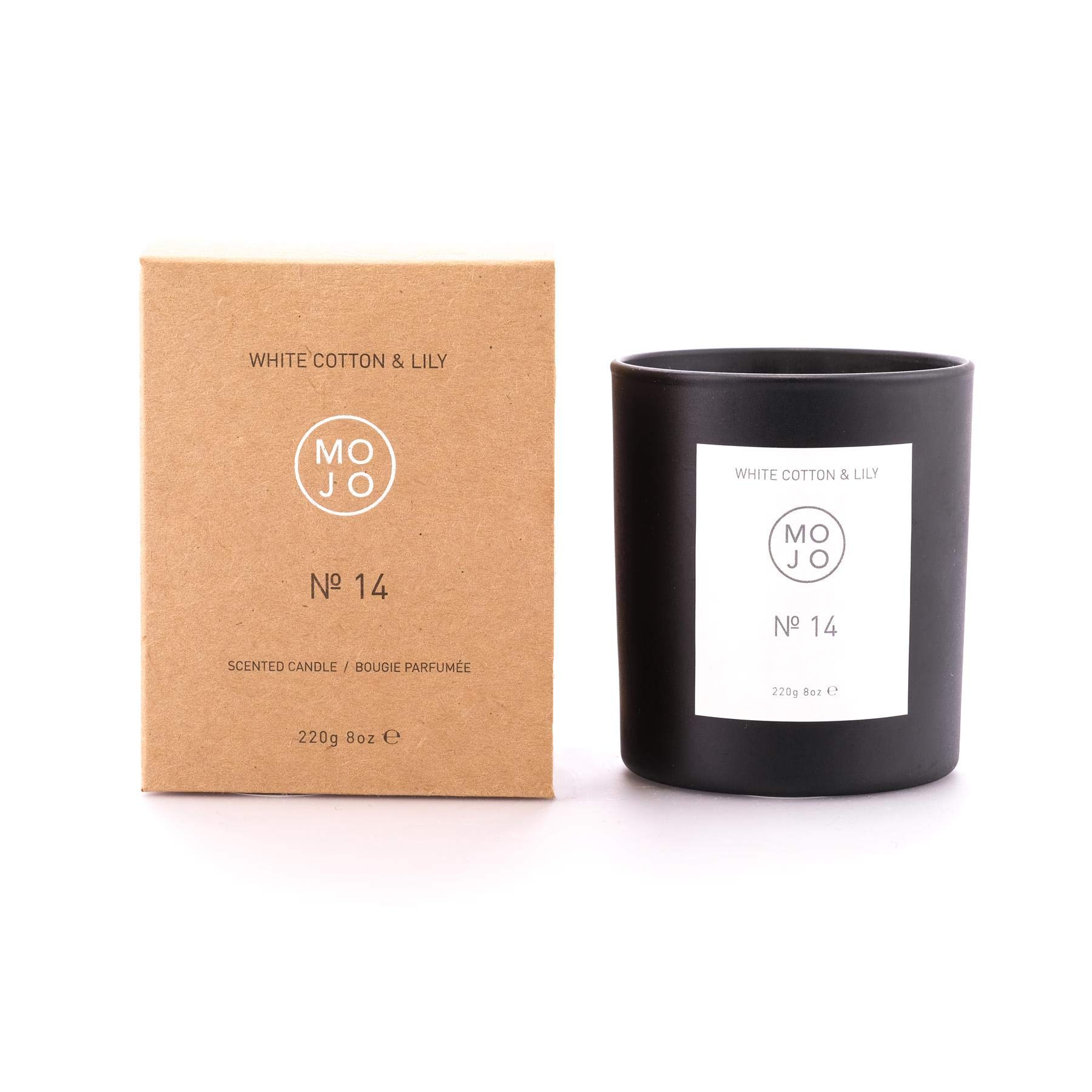 Mojo - SOYA Wax Candle 220g/60hrs Burn Time - No 14 - White Cotton & Lily