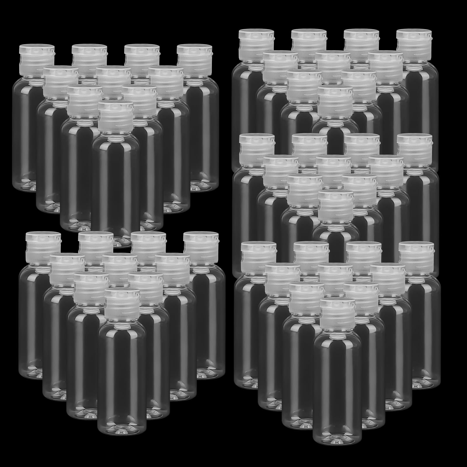 MUKCHAP 50 PCS 50ml Clear Empty Flip Cap Bottles, Plastic Transparent Travel Bottles for Business Trip, Outdoor Camping