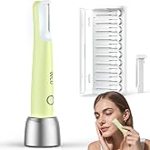 WLU Dermaplane Razor for Women Face, Peach Fuzz Removal &amp; Exfoliation | Smooth Edge Technology with LED, 3 Speeds, Rechargeable Dermaplaning Tool with 10 Replacement Blades