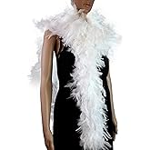 Flydreamfeathers 80 Gram, 2 yards Long Turkey Chandelle Feather Boa 10 Color, Great for Party, Wedding, Halloween Costume, Christmas Tree Decoration (white color)