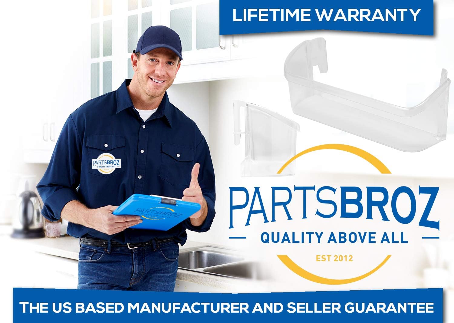 240323002 Refrigerator Door Bin Shelf by PartsBroz - Compatible with Frigidaire Refrigerators - Replaces AP2115742, 240323005, 240323006, 240323009, 240323010, 890955, AH429725, EA429725, PS429725: Home Improvement