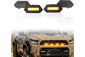 ZDEERAOTO 4pc Smoked Housing Amber LED Front Centra Grille Lights DRL Feature Kit for Toyota 4runner 2025 TRD & TRD PRO & Trailhunter,OEM Grill Led Grill Light For 4Runner Accessories (SMOKED)