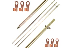 Bitiontry 3 Pcs Grounding Rod,Diameter 1/2 inch Length 4ft Electrical Grounding bar for Electric Fences Satellite Dishes Generator Grounding Earthing