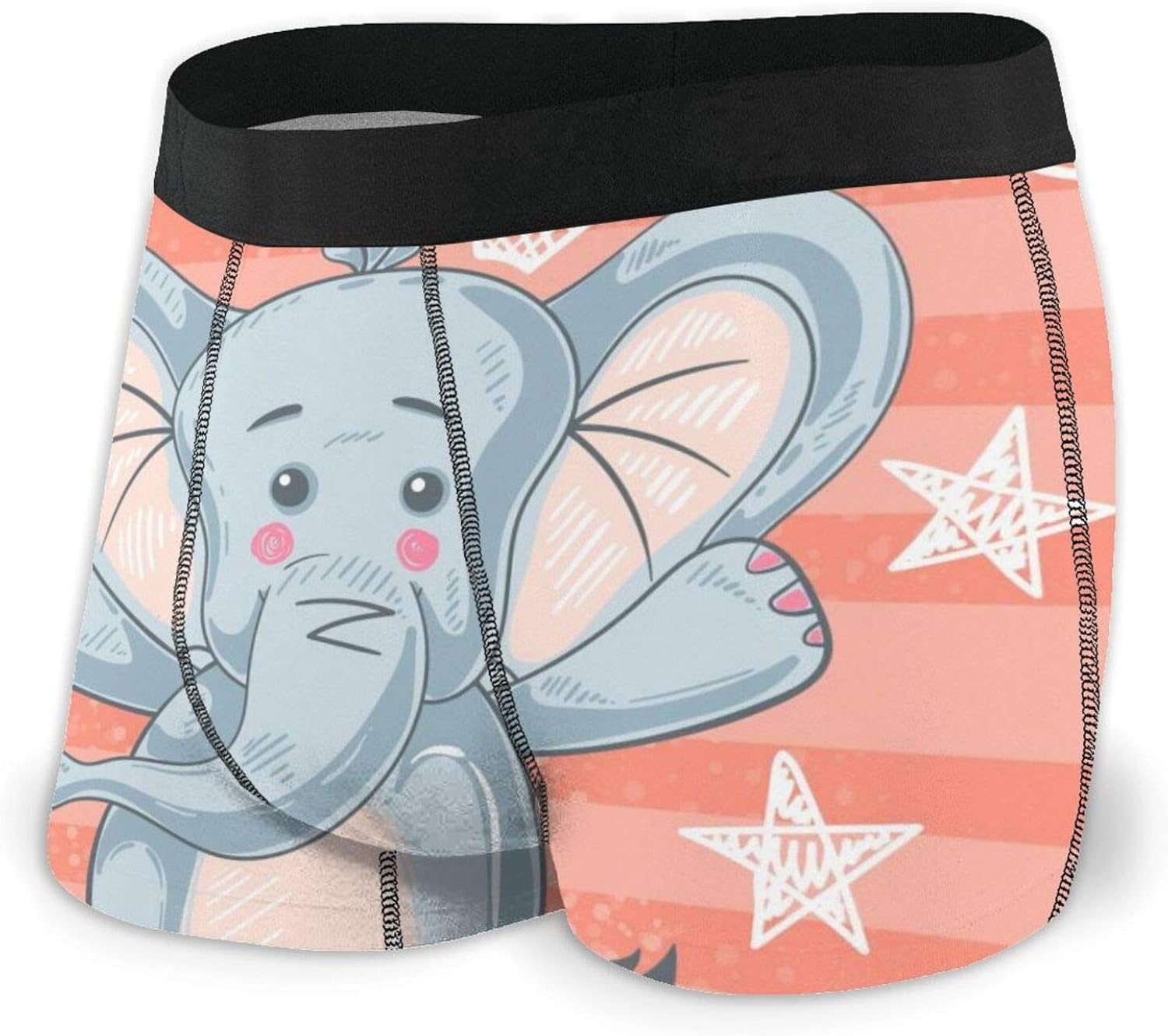 Lawenp Cute Cartoon Elephant Mens Breathable Underwear Boxer Brief with