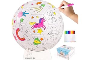 EVERICH TOY EVERICH Paint Your Own Soccer Ball with Markers, Toddler Arts and Crafts Kits Soccer Gifts for Girls Boys, Size 3 Unicorn Toys Coloring Custom Soccer Ball Game Birthday Gifts for Kids 3 4 5 6-8 8-12