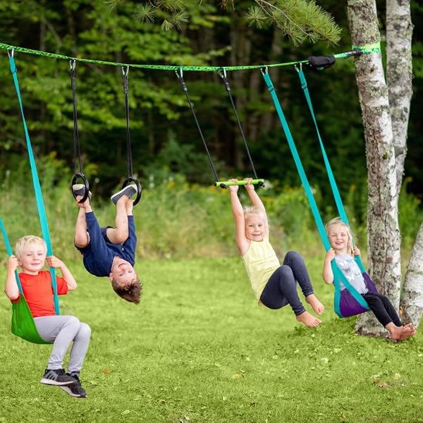 SLACKERS SWING LINE – TURN HEALTHY TREES INTO THE PERFECT BACKYARD SWINGSET – SLACKERS TREE SWING LINE KIT – GREAT TREE SWING ADDITION TO ANY YARD – RECOMMENDED FOR AGES 3+