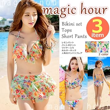 Amazon 水着 レディース バンドゥ ビキニ 花柄 シフォン フリル 体型 Amazon 水着 レディース バンドゥ ビキニ 花柄 シフォン フリル 体型